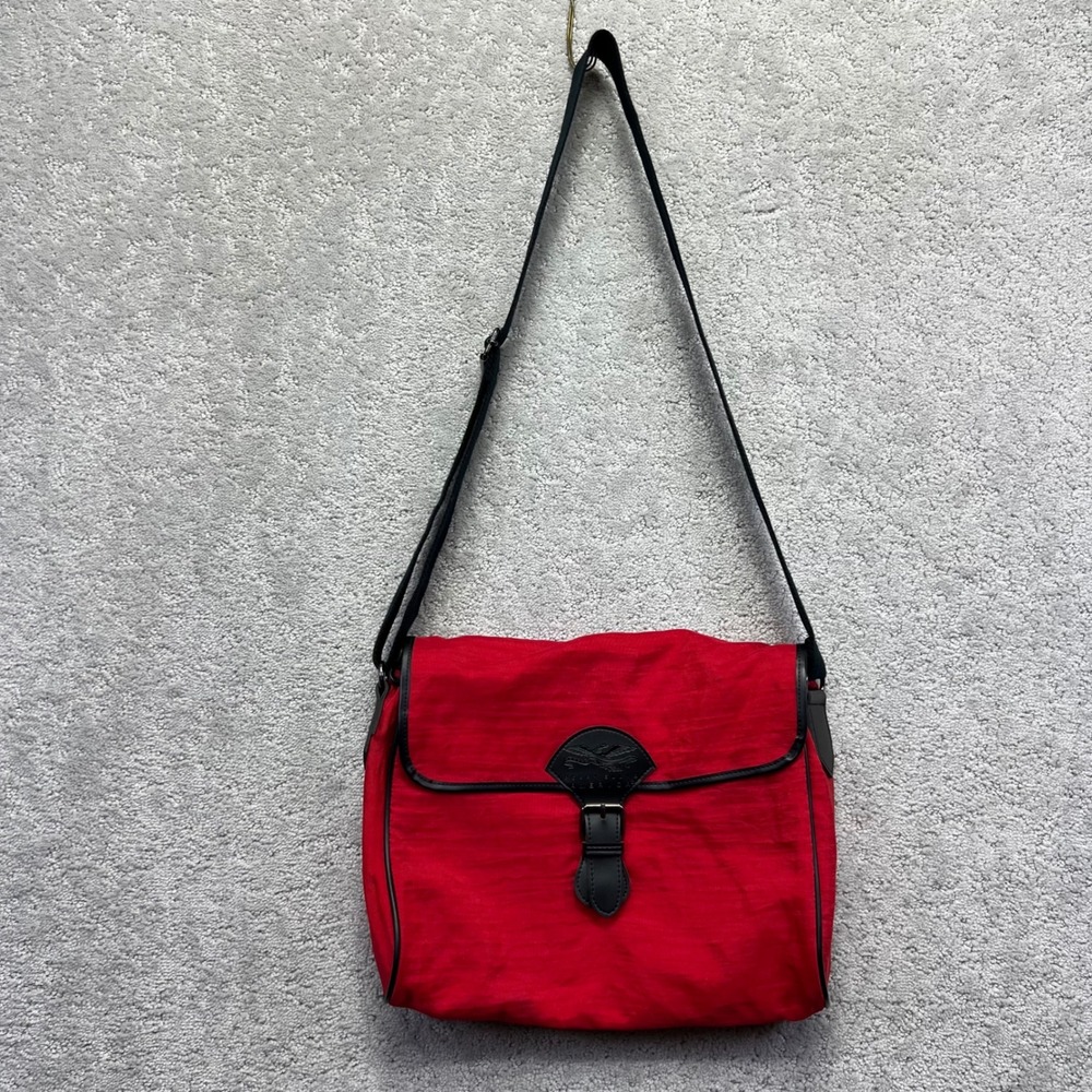 VINTAGE Perry Ellis‎ America Messenger Bag Red Nylon Crossbody Eagle Logo
